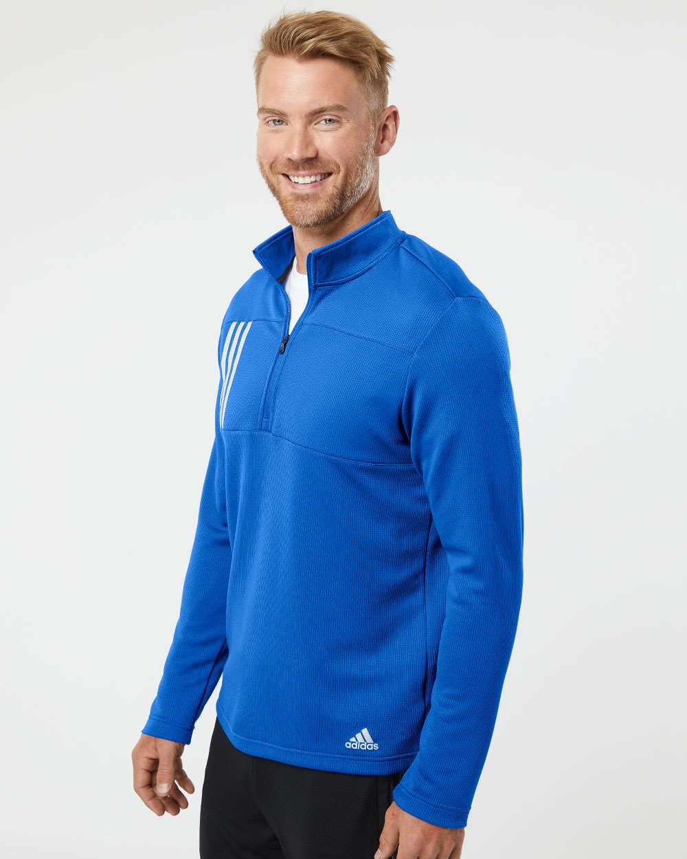 Adidas - 3-Stripes Double Knit Quarter-Zip Pullover - A482