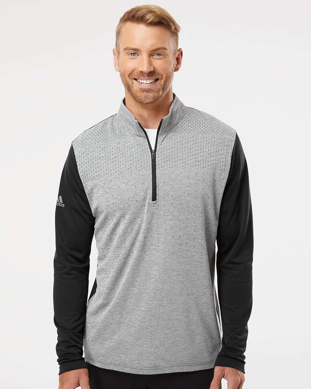 Adidas - Heather Block Print Quarter-Zip Pullover - A522